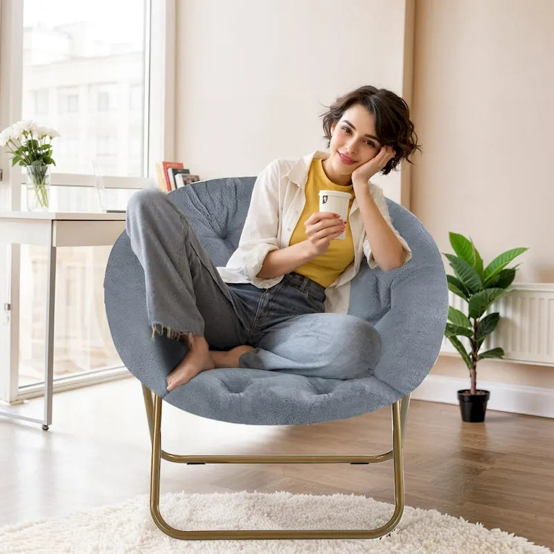 Fauteuil d'appoint en lin capitonné confortable, Canapé de lecture pour salon, chambre à coucher