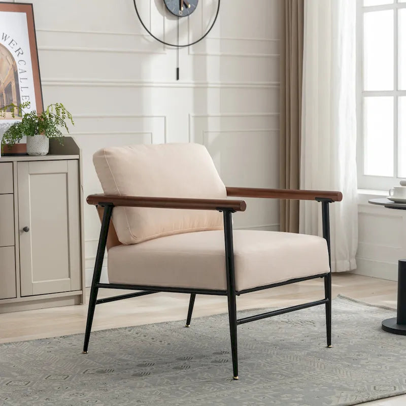 Fauteuil d'appoint en lin capitonné confortable, Canapé de lecture pour salon, chambre à coucher