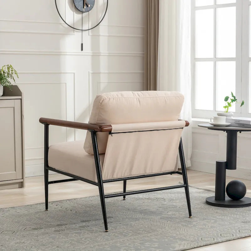 Fauteuil d'appoint en lin capitonné confortable, Canapé de lecture pour salon, chambre à coucher
