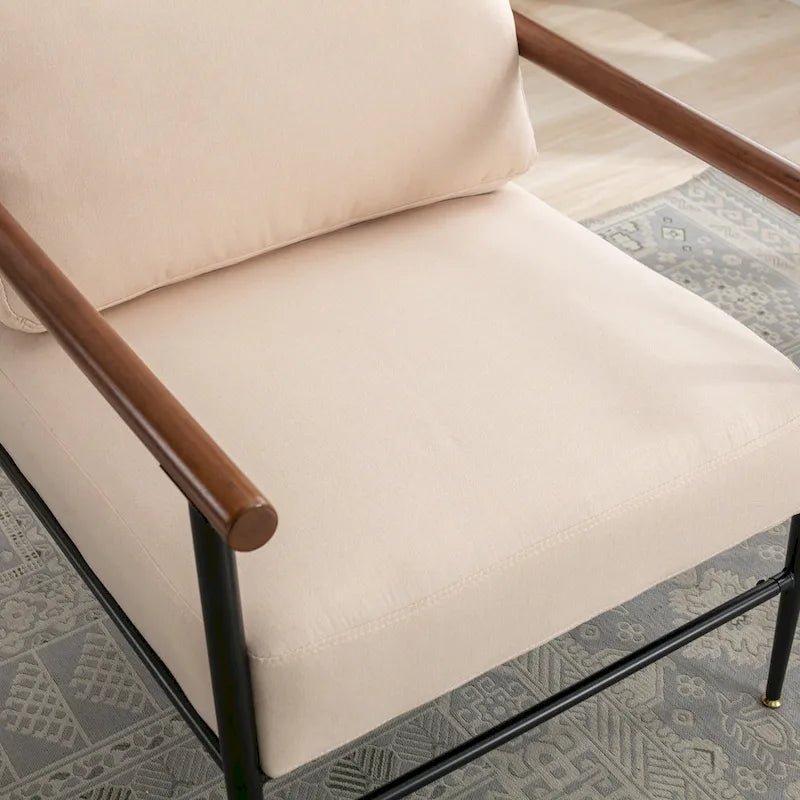 Fauteuil d'appoint en lin capitonné confortable, Canapé de lecture pour salon, chambre à coucher