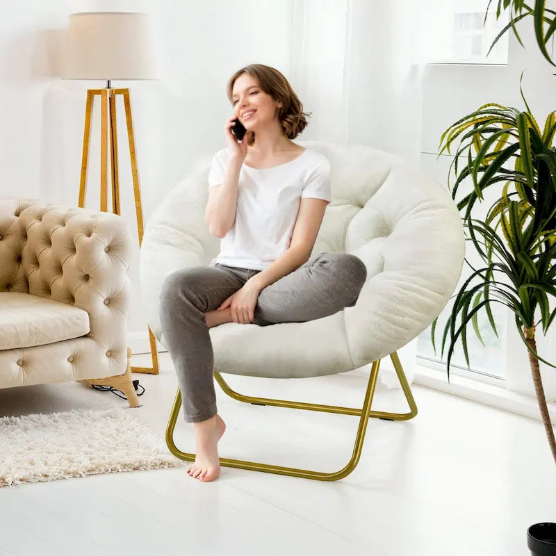 Fauteuil d'appoint en lin capitonné confortable, Canapé de lecture pour salon, chambre à coucher