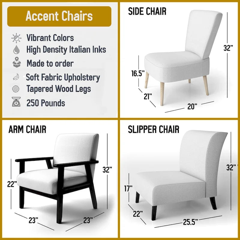 Designart Fauteuil d'appoint rembourré abstrait Scandinavian Solitude III avec chaise nautique et côtière – Plusieurs couleurs