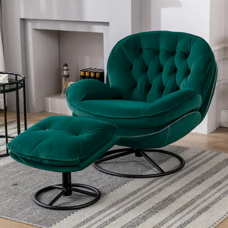 Fauteuil d'appoint avec pouf