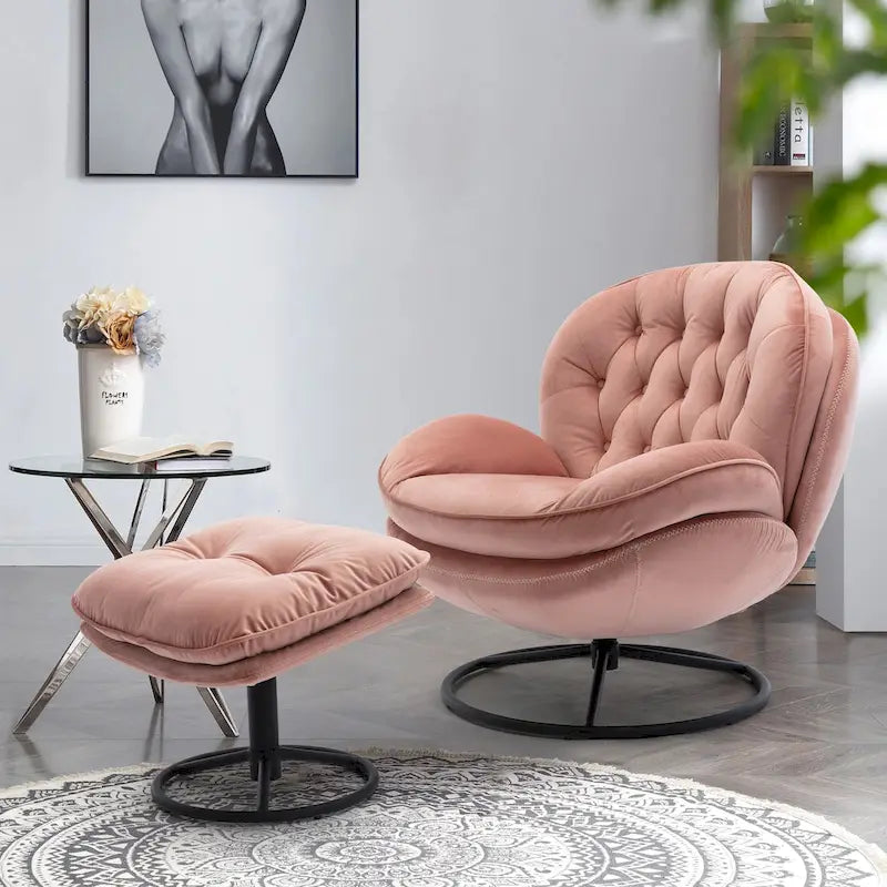 Fauteuil d'appoint avec pouf