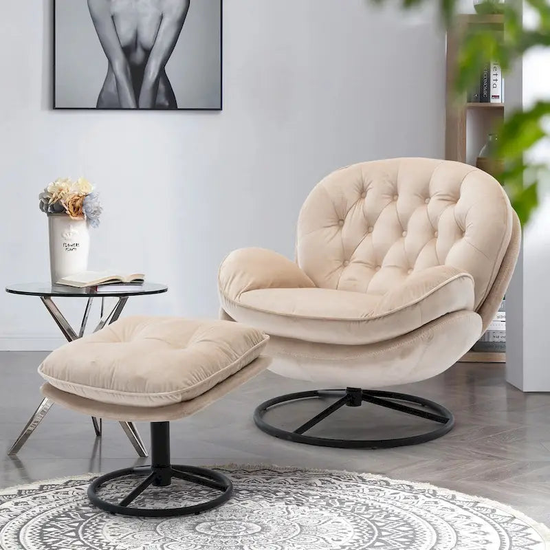 Fauteuil d'appoint avec pouf
