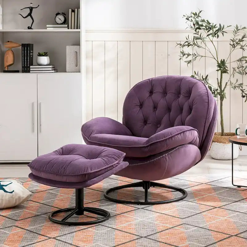 Fauteuil d'appoint avec pouf