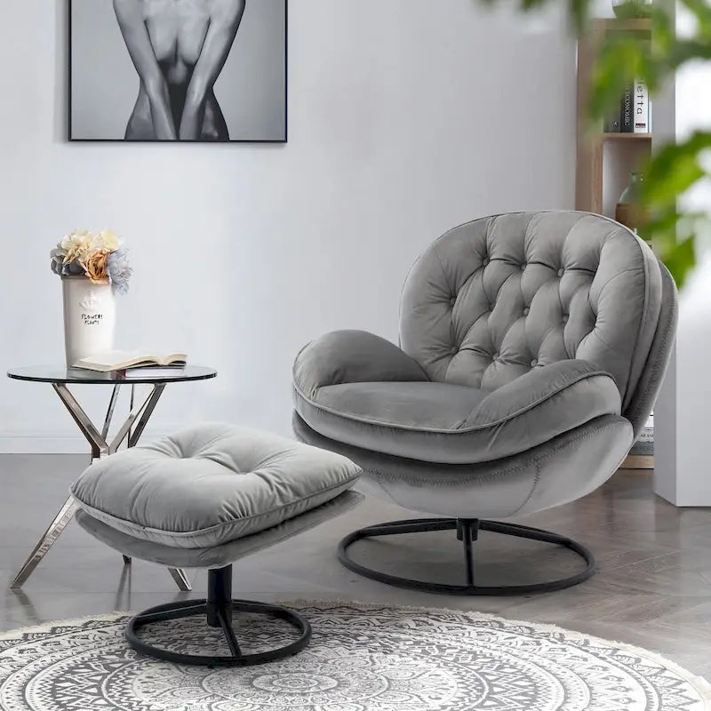 Fauteuil d'appoint avec pouf