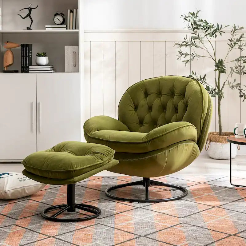 Fauteuil d'appoint avec pouf