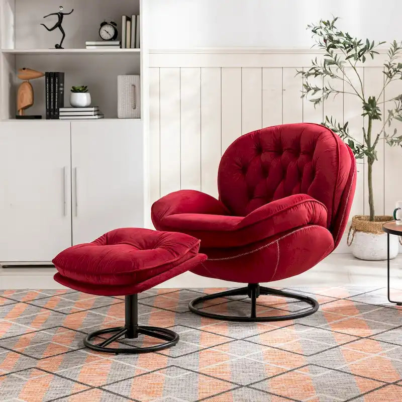 Fauteuil d'appoint avec pouf