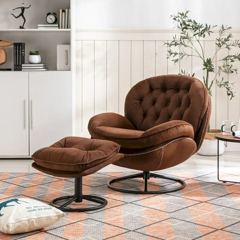Fauteuil d'appoint avec pouf