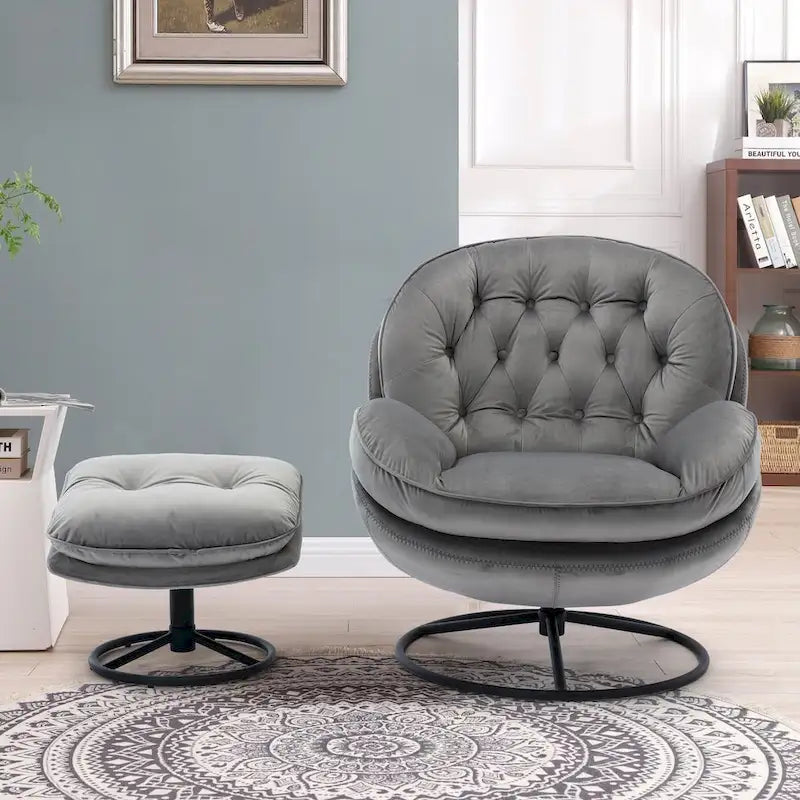 Fauteuil d'appoint avec pouf
