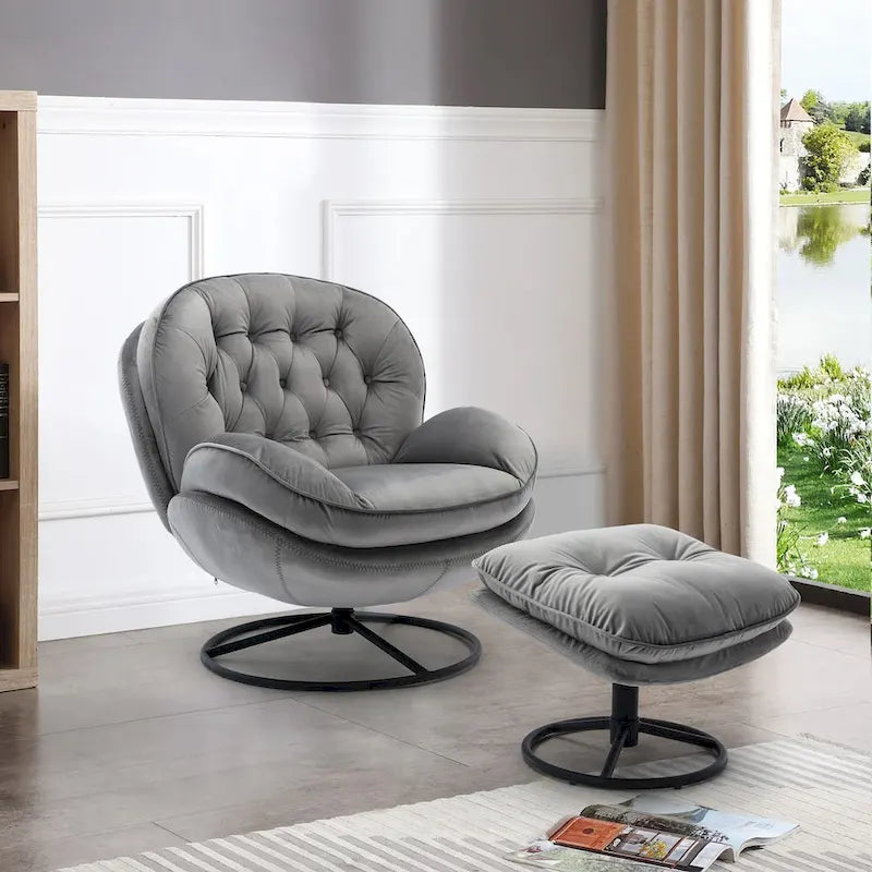 Fauteuil d'appoint avec pouf