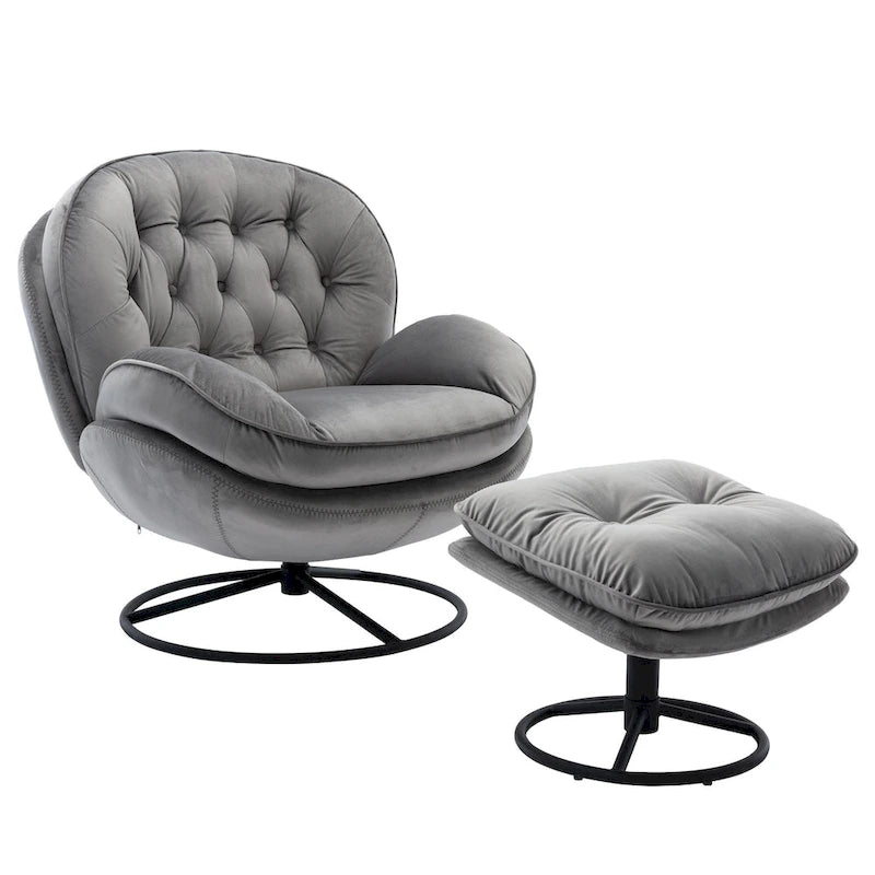 Fauteuil d'appoint avec pouf