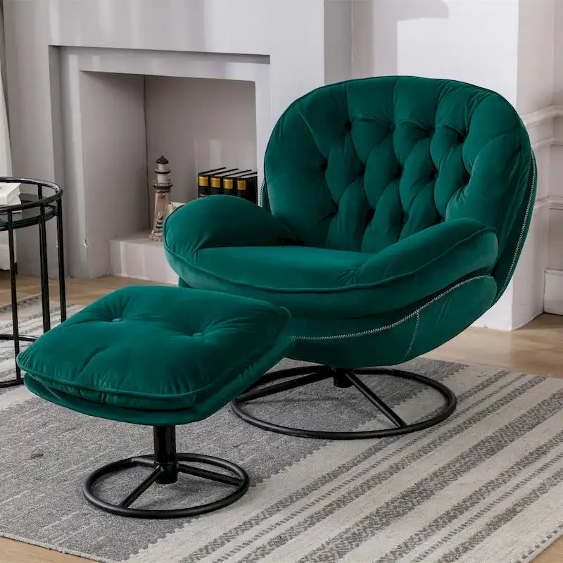 Fauteuil d'appoint avec pouf