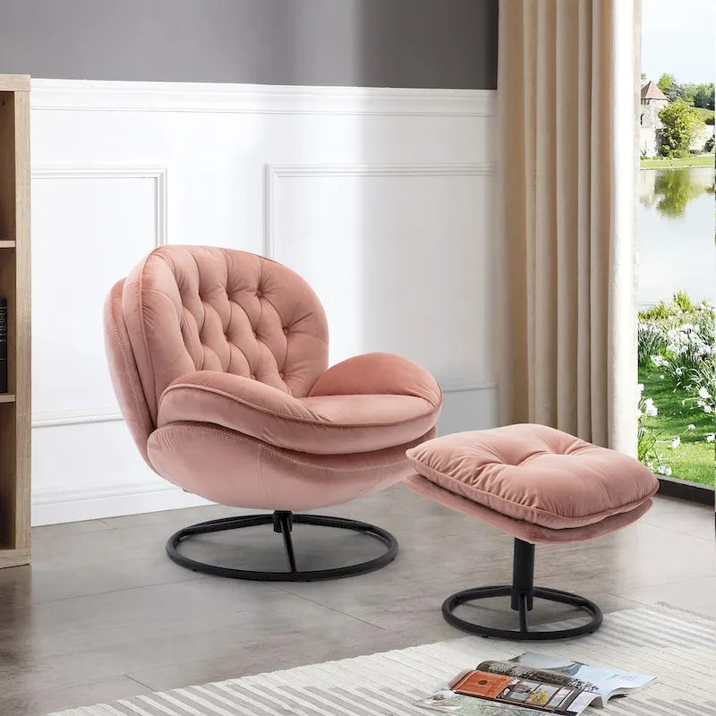 Fauteuil d'appoint avec pouf