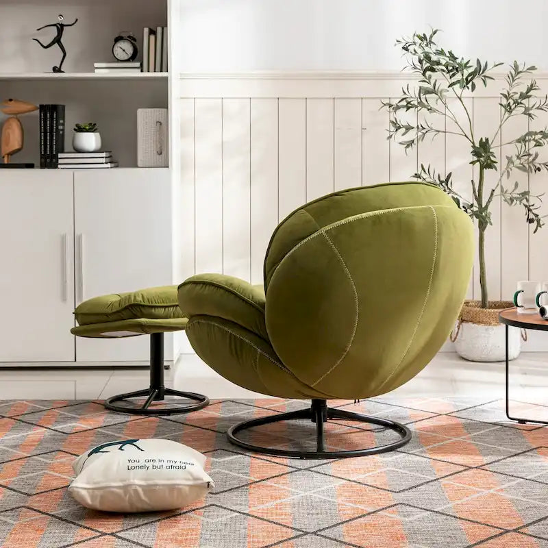 Fauteuil d'appoint avec pouf