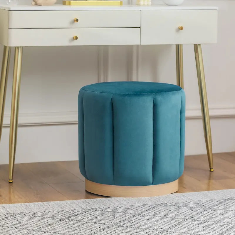 Tabouret Pouf Rond Rembourré en Flanelle Adeco pour Salon