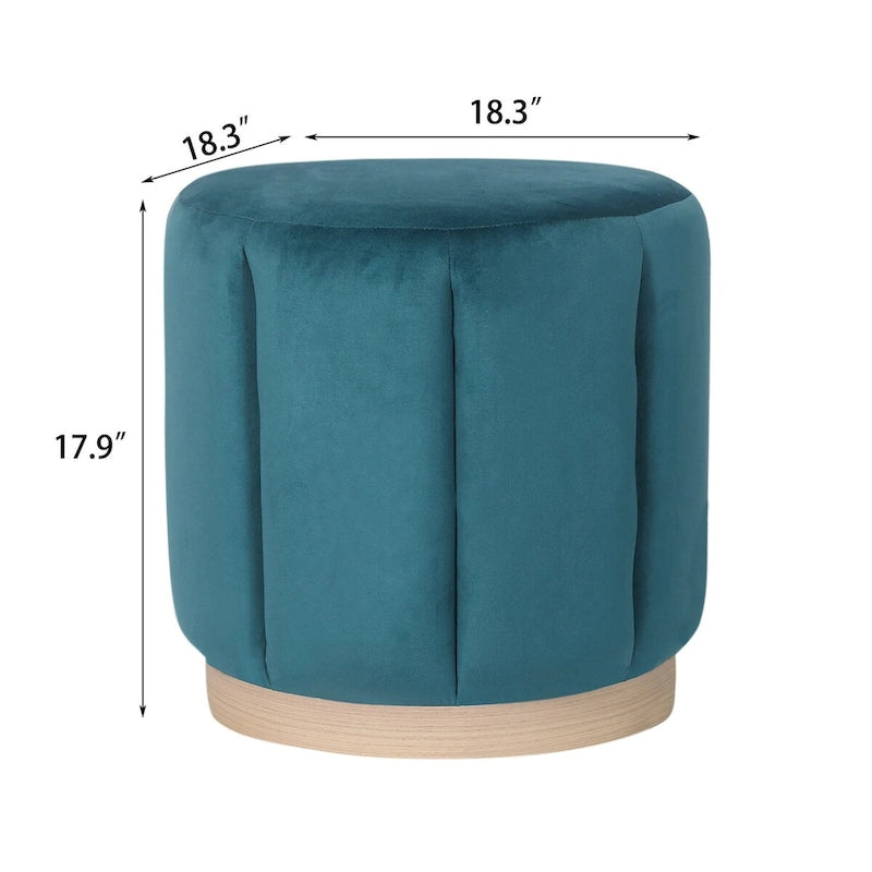 Tabouret Pouf Rond Rembourré en Flanelle Adeco pour Salon