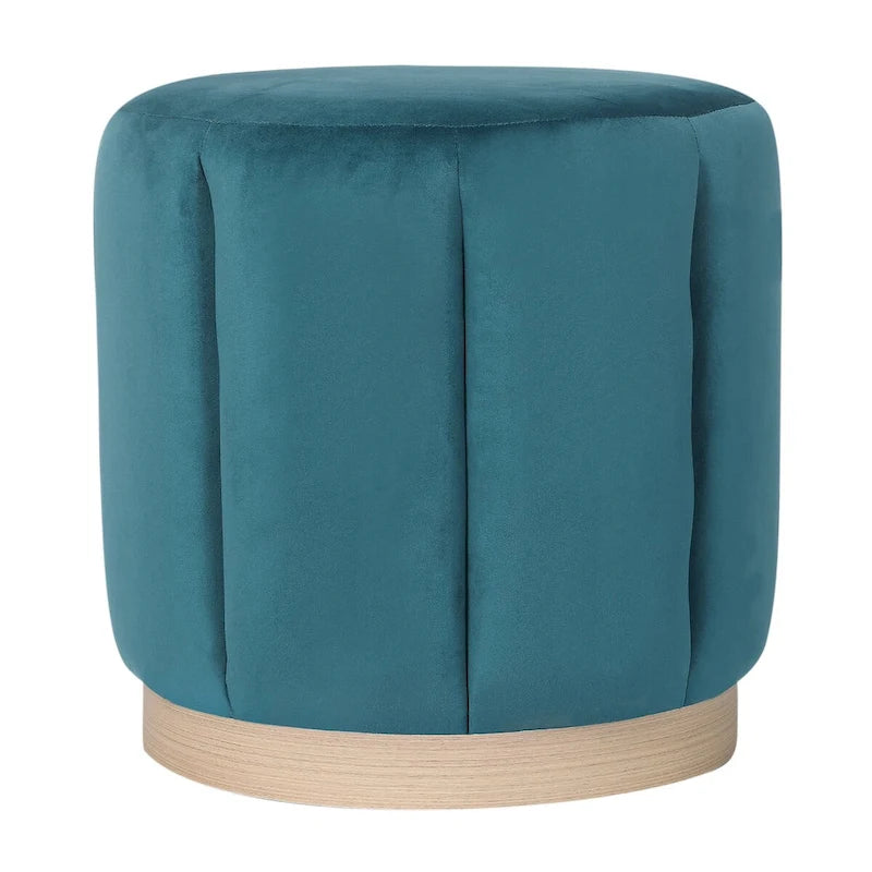 Tabouret Pouf Rond Rembourré en Flanelle Adeco pour Salon