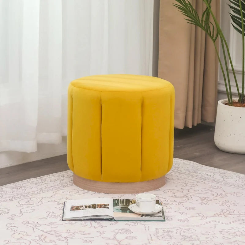 Tabouret Pouf Rond Rembourré en Flanelle Adeco pour Salon