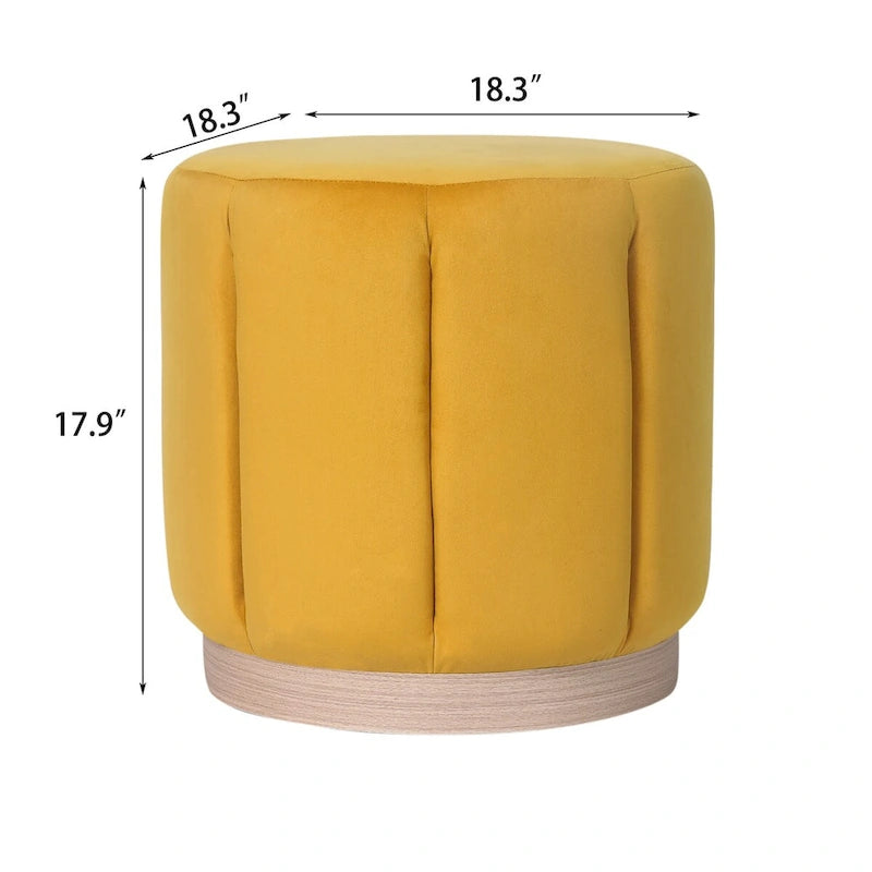 Tabouret Pouf Rond Rembourré en Flanelle Adeco pour Salon