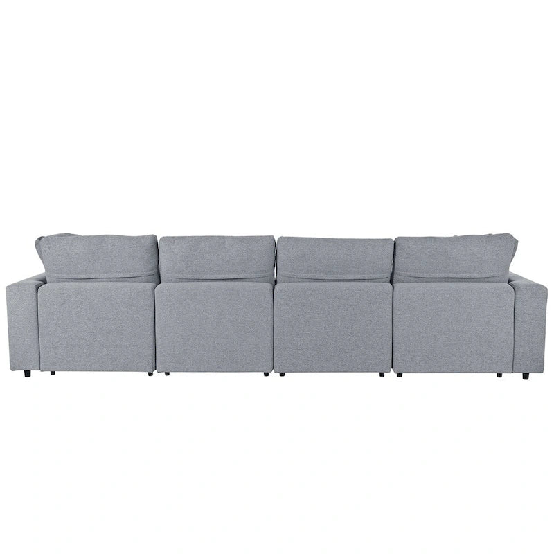 Canapé d'angle moderne en U avec 2 grandes méridiennes et poufs amovibles