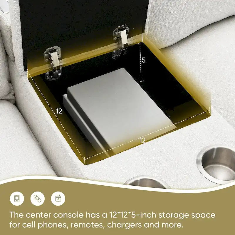 Canapé d'angle en chenille avec port USB et accoudoirs carrés, style moderne du milieu du siècle - 109 x 57