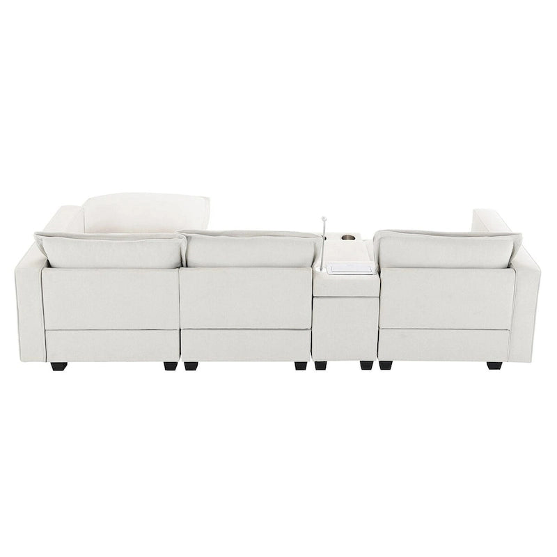 Canapé d'angle en chenille avec port USB et accoudoirs carrés, style moderne du milieu du siècle - 109 x 57