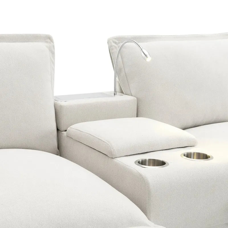 Canapé d'angle en chenille avec port USB et accoudoirs carrés, style moderne du milieu du siècle - 109 x 57