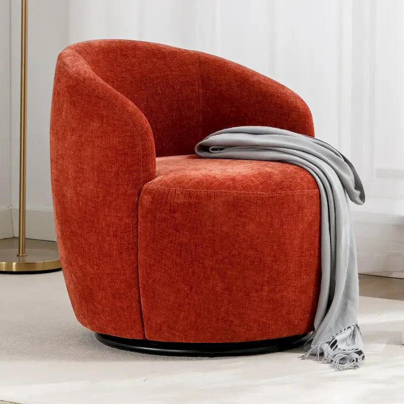 Petit fauteuil d'appoint pivotant confortable rond 360 en chenille pour salon Fauteuils d'appoint ronds modernes