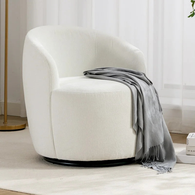 Petit fauteuil d'appoint pivotant confortable rond 360 en chenille pour salon Fauteuils d'appoint ronds modernes