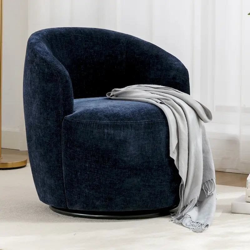 Petit fauteuil d'appoint pivotant confortable rond 360 en chenille pour salon Fauteuils d'appoint ronds modernes