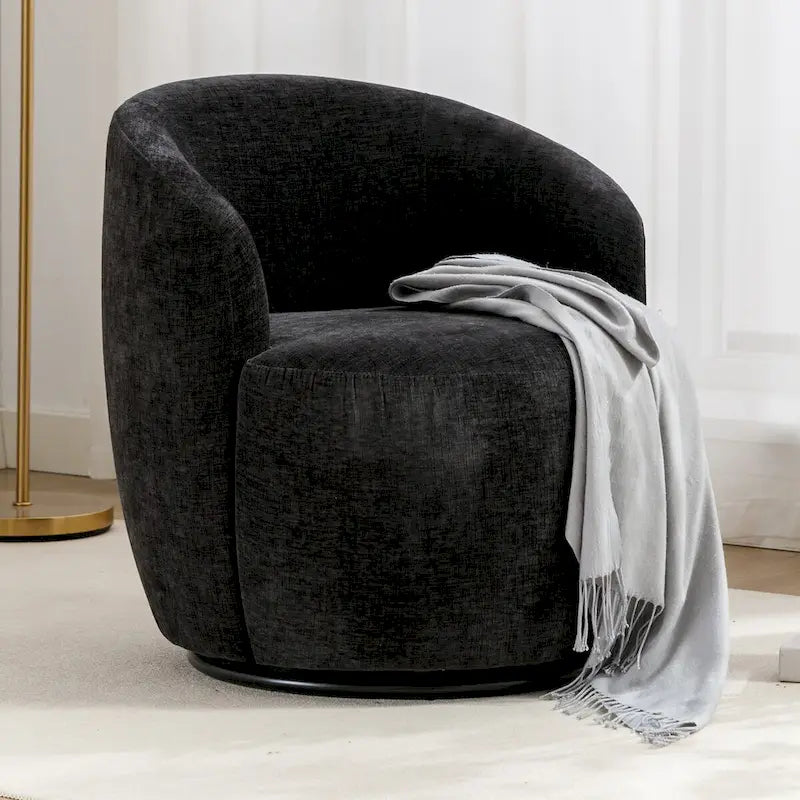 Small Swivel Accent Chair Comfy Round 360 Chenille Swivel Chair for Living Room Modern Round Accent Arm Chairs
