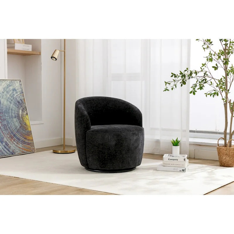 Petit fauteuil d'appoint pivotant confortable rond 360 en chenille pour salon Fauteuils d'appoint ronds modernes