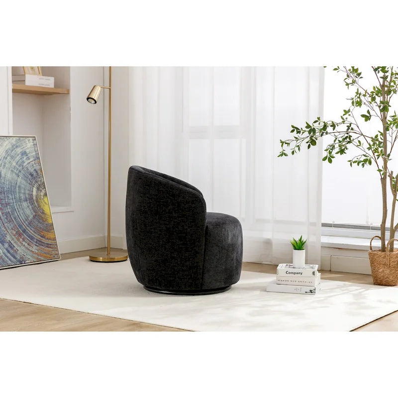 Petit fauteuil d'appoint pivotant confortable rond 360 en chenille pour salon Fauteuils d'appoint ronds modernes