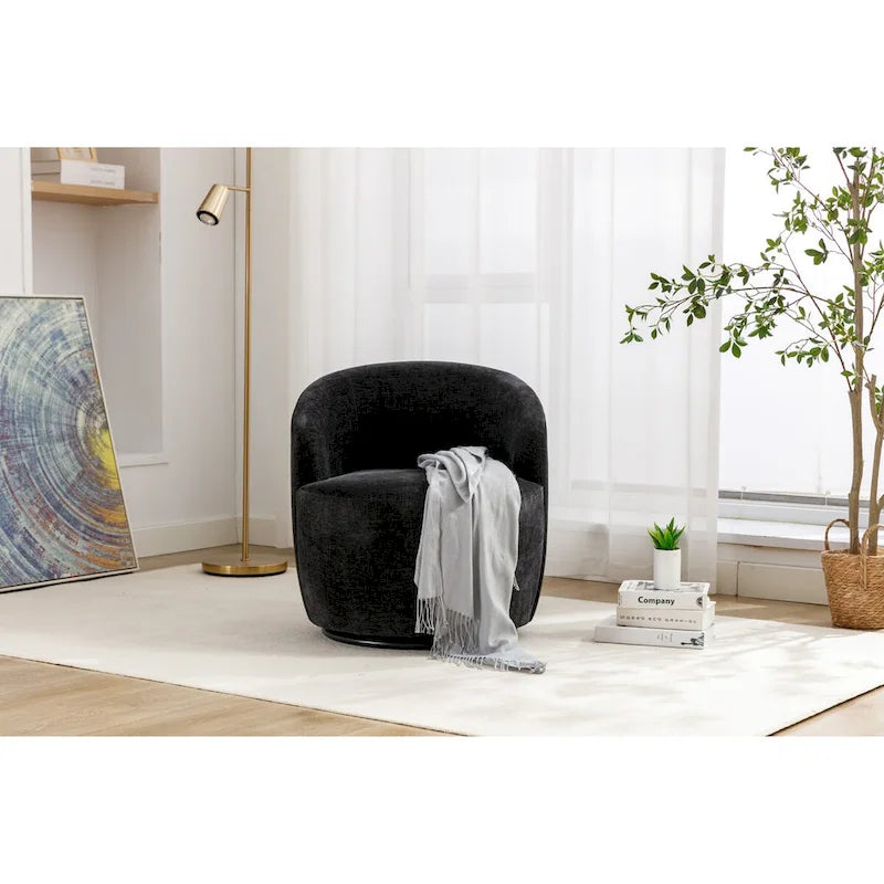 Petit fauteuil d'appoint pivotant confortable rond 360 en chenille pour salon Fauteuils d'appoint ronds modernes