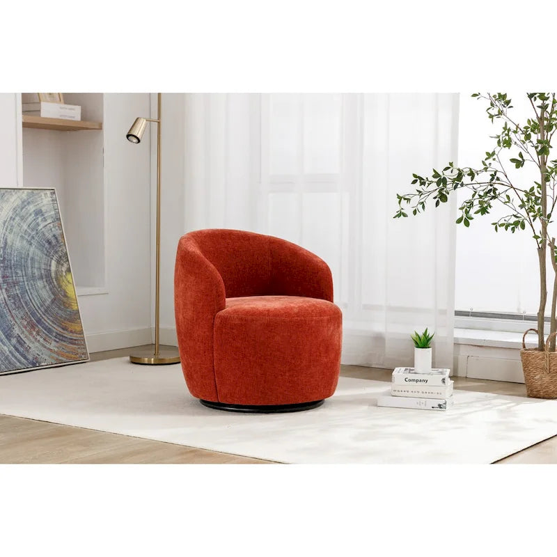 Petit fauteuil d'appoint pivotant confortable rond 360 en chenille pour salon Fauteuils d'appoint ronds modernes