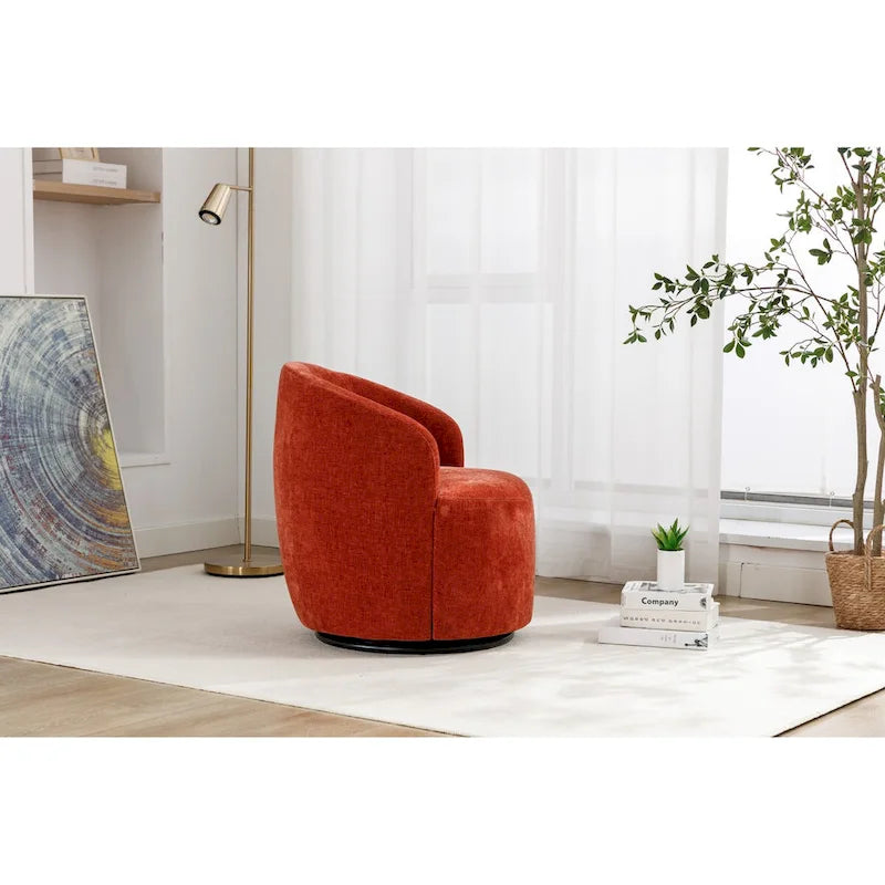 Petit fauteuil d'appoint pivotant confortable rond 360 en chenille pour salon Fauteuils d'appoint ronds modernes