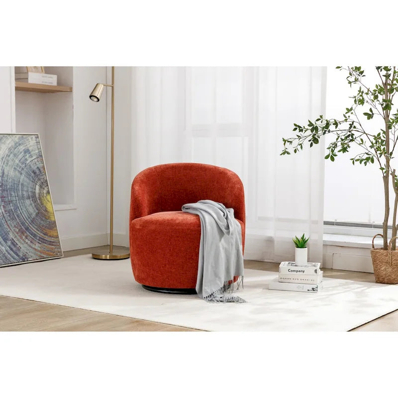Petit fauteuil d'appoint pivotant confortable rond 360 en chenille pour salon Fauteuils d'appoint ronds modernes