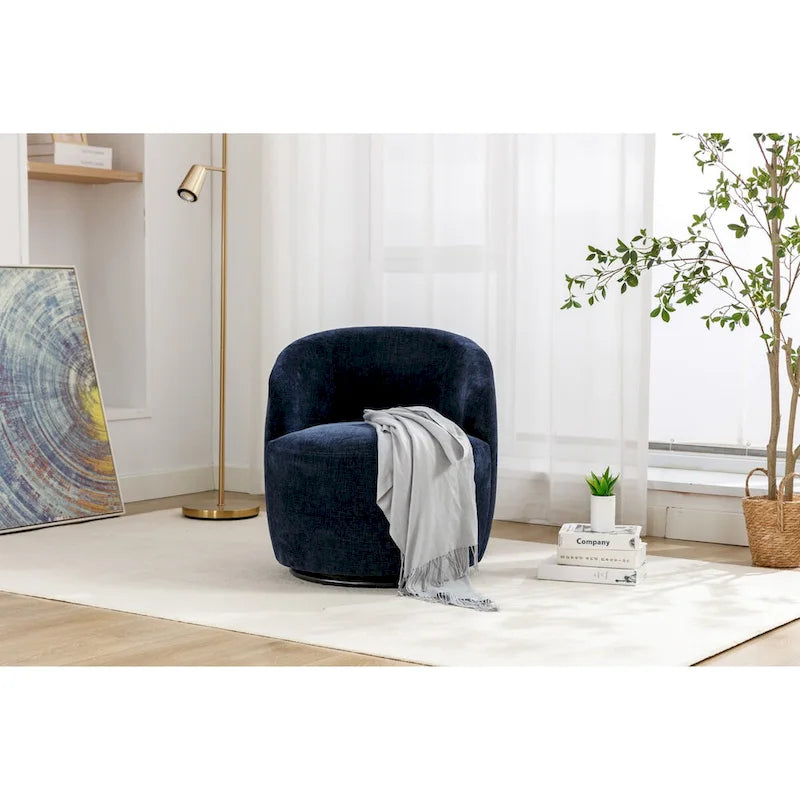 Petit fauteuil d'appoint pivotant confortable rond 360 en chenille pour salon Fauteuils d'appoint ronds modernes