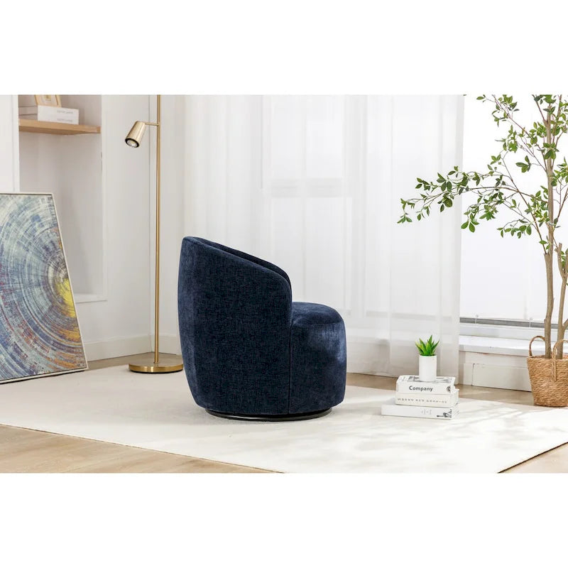 Petit fauteuil d'appoint pivotant confortable rond 360 en chenille pour salon Fauteuils d'appoint ronds modernes