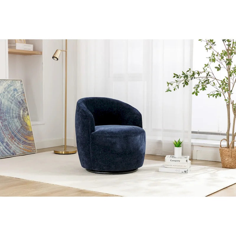 Petit fauteuil d'appoint pivotant confortable rond 360 en chenille pour salon Fauteuils d'appoint ronds modernes