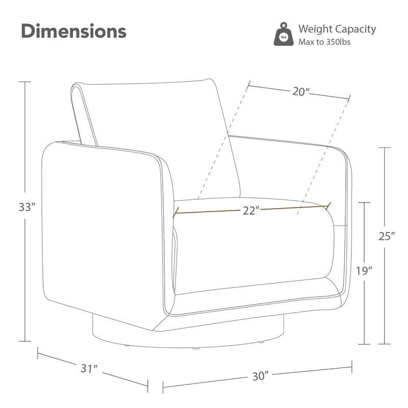 Fauteuil d'appoint pivotant Rebecca avec coussin de dossier