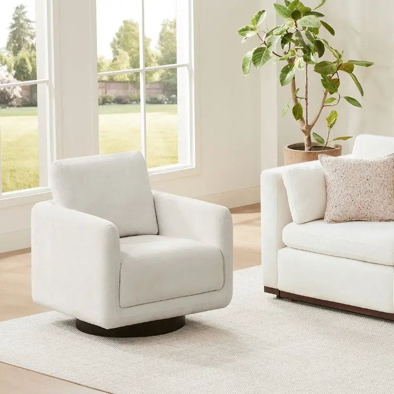Fauteuil d'appoint pivotant Rebecca avec coussin de dossier