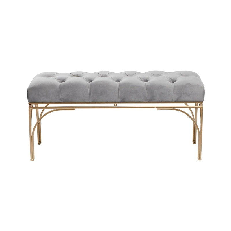 Banc en métal avec assise en velours - Gris, noir ou blanc - Roche River Decor