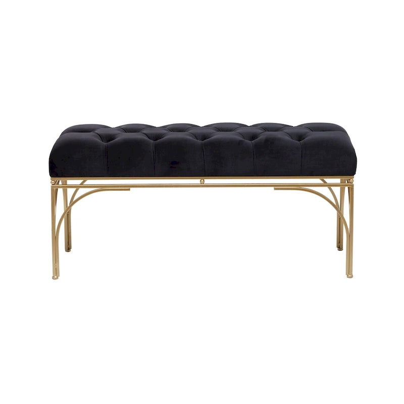 Banc en métal avec assise en velours - Gris, noir ou blanc - Roche River Decor