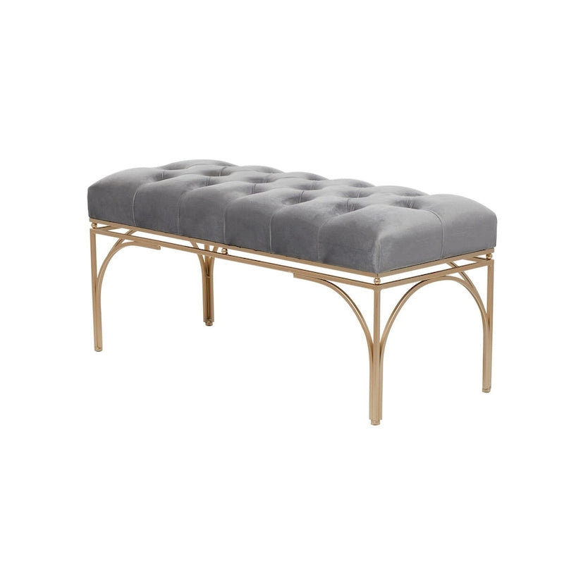 Banc en métal avec assise en velours - Gris, noir ou blanc - Roche River Decor