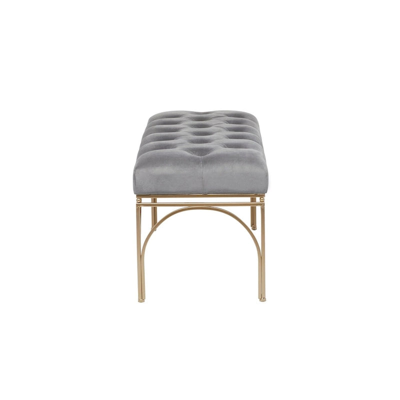 Banc en métal avec assise en velours - Gris, noir ou blanc - Roche River Decor