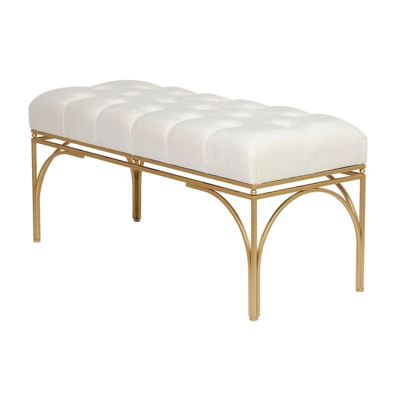 Banc en métal avec assise en velours - Gris, noir ou blanc - Roche River Decor