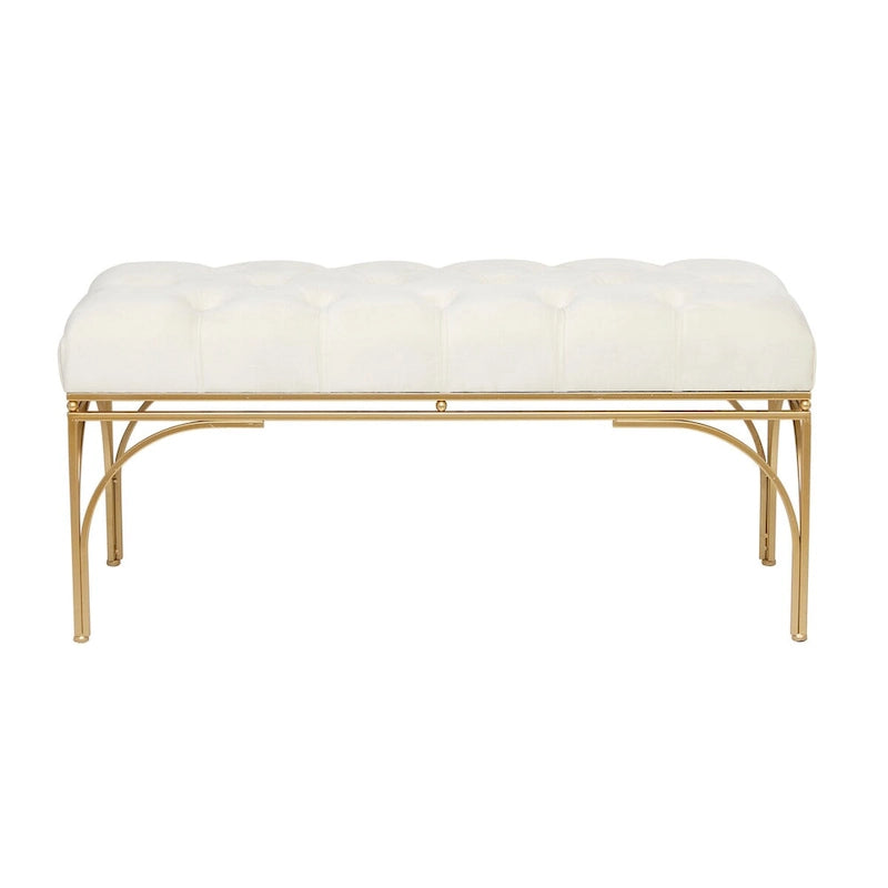 Banc en métal avec assise en velours - Gris, noir ou blanc - Roche River Decor